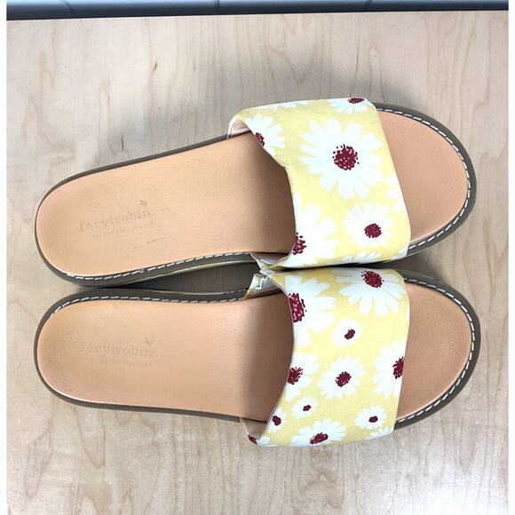 Anthropologie Farylrobin Women's Floral Daisy‎ Summer Slide Sandals Size 9 - Picture 5 of 8